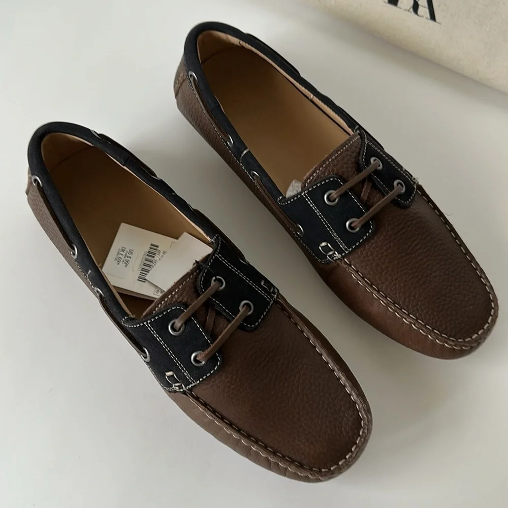 Zara Men's Brown and Black Loafers